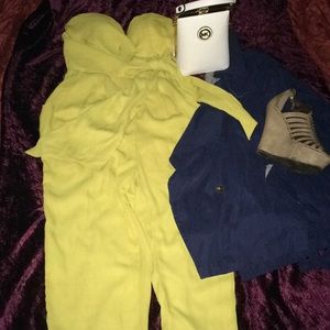 Yellow side🎀 Strapless Jumpsuit